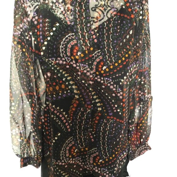 SAKS FIFTH AVE Floral Mesh Button-down Blouse - Picture 7 of 14